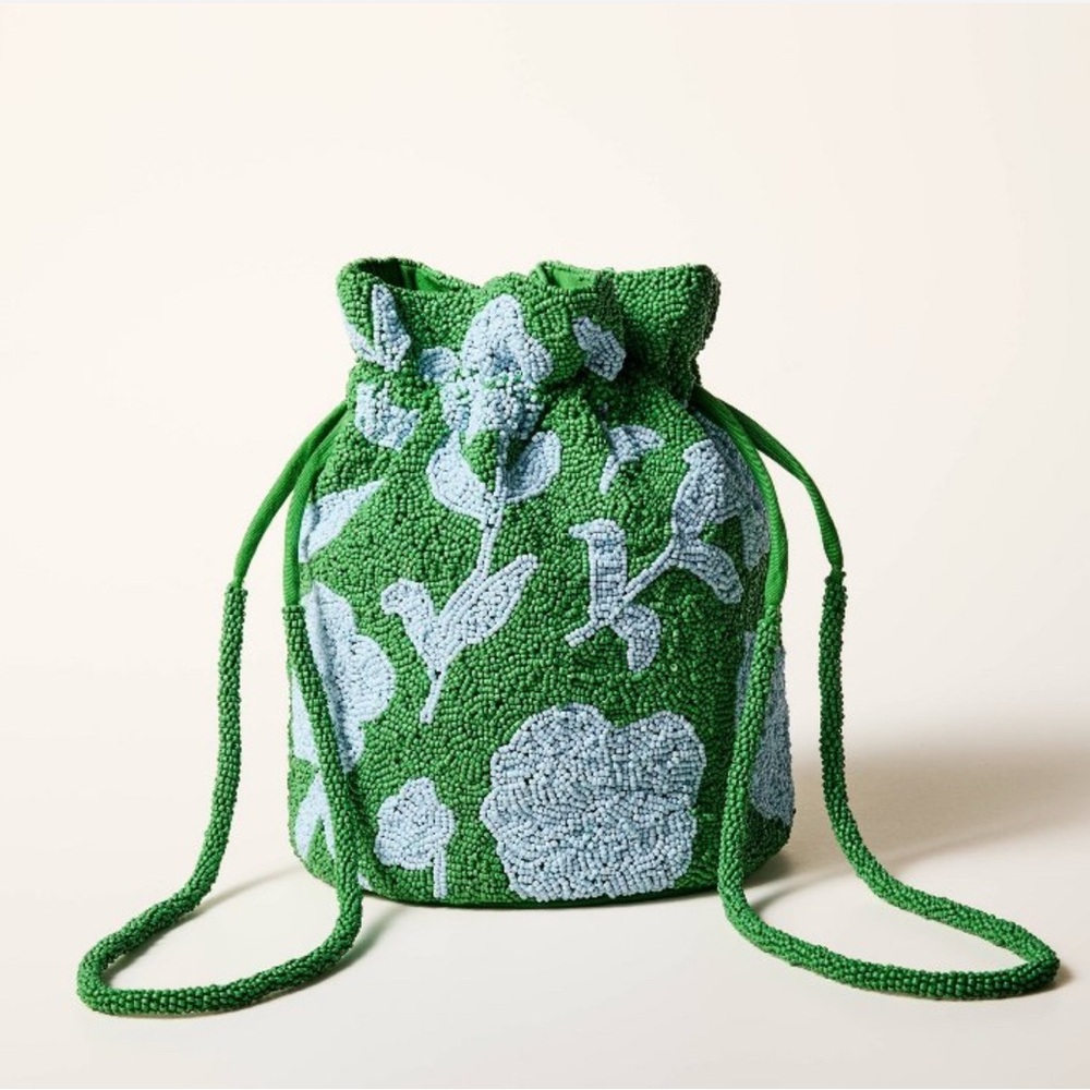 Kate Spade New York x Target Green Floral Beaded Drawstring Bag
